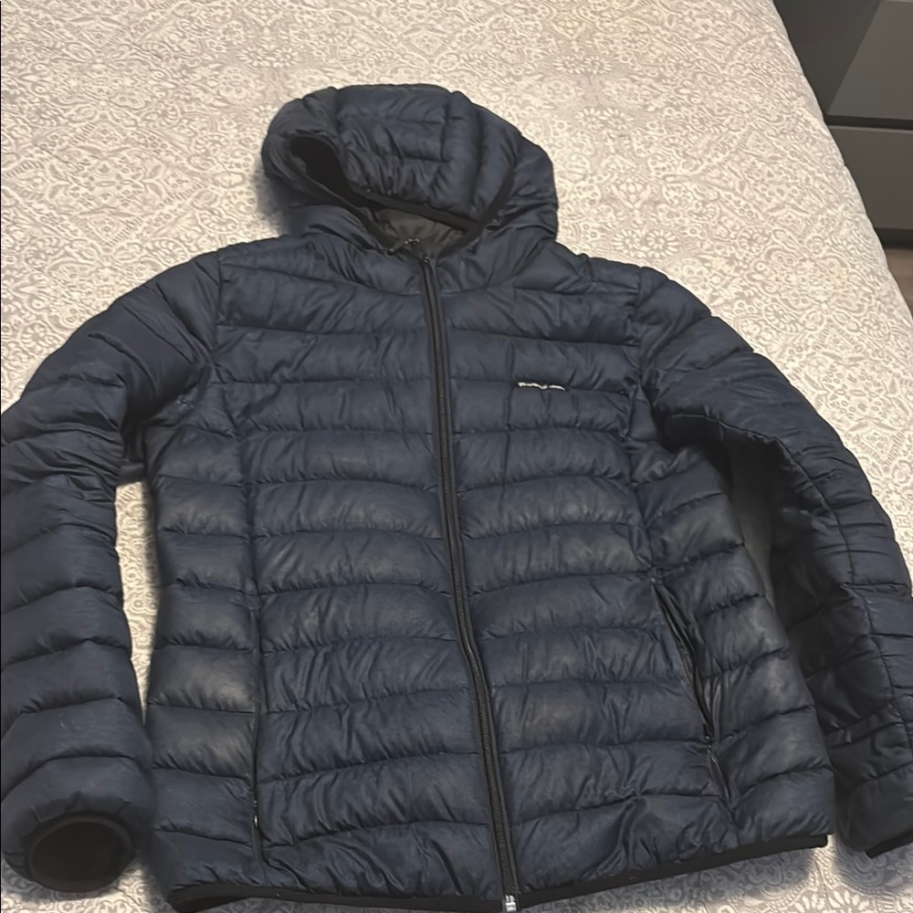 Navy Puffer Jacket with Hood